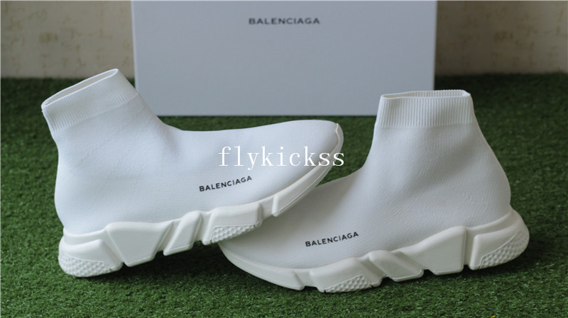 Update Version Balenciaga Speed Trainer Sock Race Runners All White